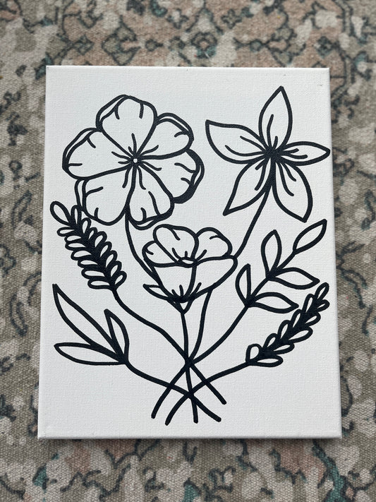 DIY Paint Party Pre-Drawn Canvas *wildflowers*